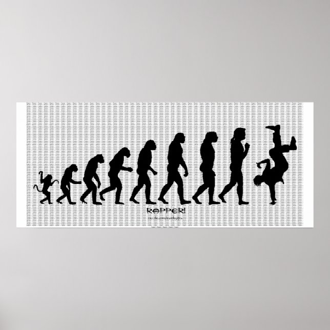 Darwinische Evolution des Rap "RAPPER" Art Poster (Vorne)