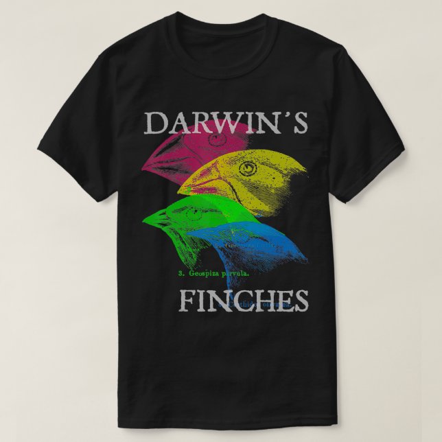 Darwins Finches Evolution Science Biology Teacher T-Shirt (Design vorne)