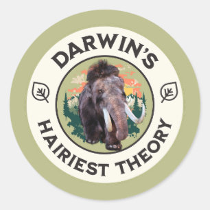 Darwins haarigste Theorie Wolliges Mammut Runder Aufkleber