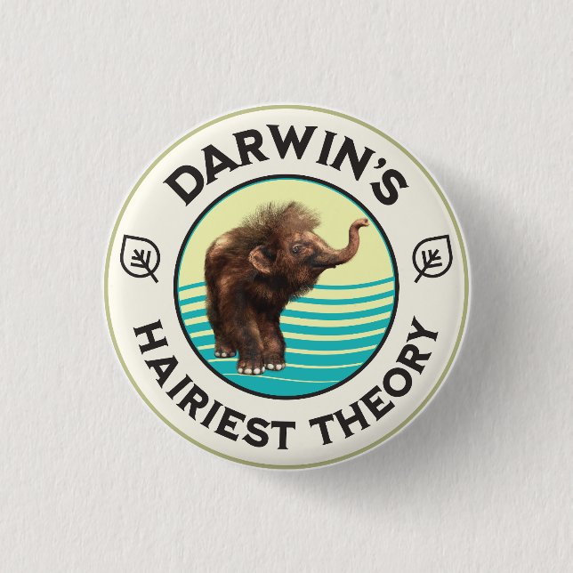 Darwins hellste Theorie Niedlich Wooly Mammoth Button (Vorderseite)