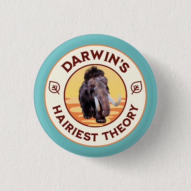 Darwins hellste Theorie Niedlich Wooly Mammoth Button (Vorderseite)