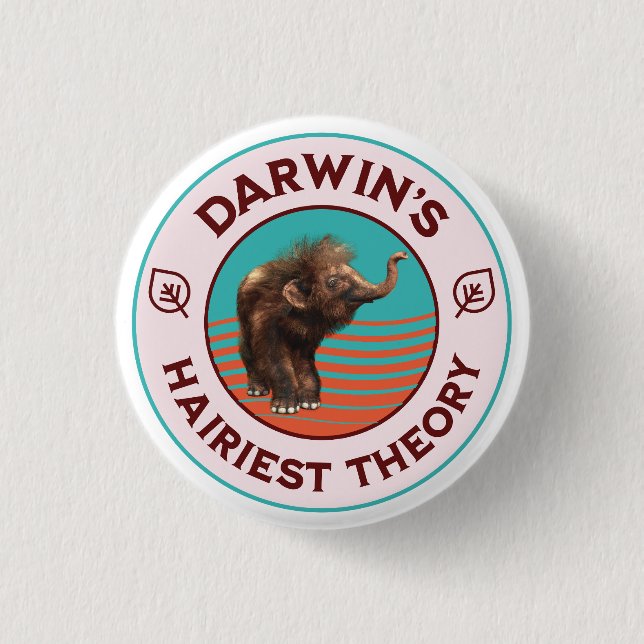 Darwins hellste Theorie Niedlich Wooly Mammoth Button (Vorderseite)