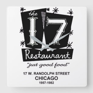 Das 17 Restaurant, Chicago, IL Quadratische Wanduhr
