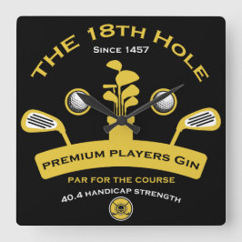 Das 18. Golf Hole Funny Golfgeschenke Quadratische Wanduhr