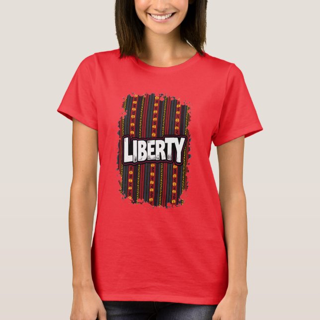 Das 19. Wort "LIBERTY" auf einem afrikanischen Ken T-Shirt (Vorderseite)