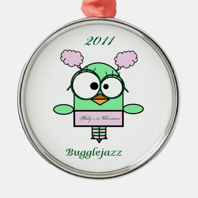 Das 1. Weihnachten 2011 Bugglejazz Babys Silbernes Ornament (Vorne)