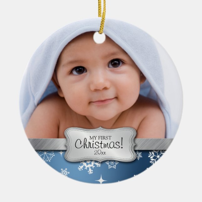 Das 1. Weihnachten des Babys.  Addieren Sie Ihr Keramik Ornament (Vorne)