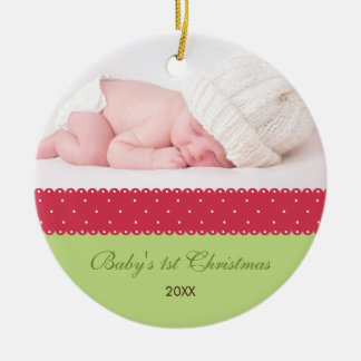 Das 1. Weihnachten des Babys - Band (Grün 2) Keramik Ornament