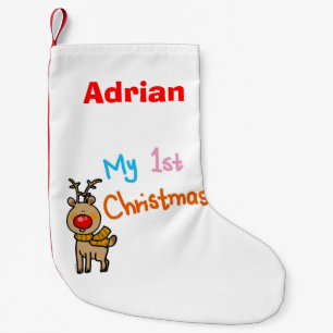 das 1. Weihnachten des Babys (Ren) - Name Kleiner Weihnachtsstrumpf