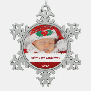 Das 1. Weihnachten des personalisierten Babys mit Schneeflocken Zinn-Ornament