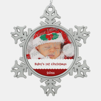 Das 1. Weihnachten des personalisierten Babys mit Schneeflocken Zinn-Ornament