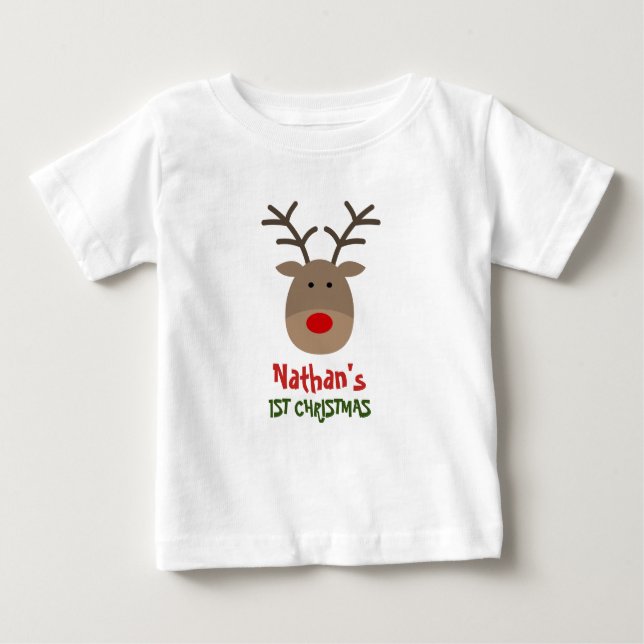 Das 1. Weihnachtsfest des Babys mit niedlichen Ren Baby T-shirt (Vorderseite)