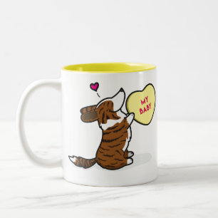 Das 2015-Cardigan des Valentines Corgi-Brindle Zweifarbige Tasse