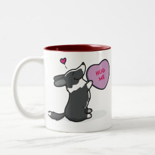 Das 2015-Cardigan des Valentines Corgi-Schwarze Zweifarbige Tasse