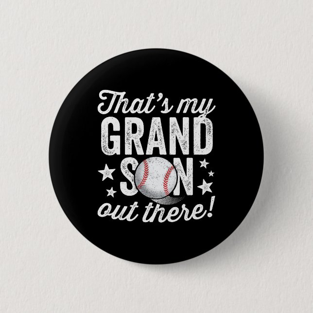 Das 39 ist mein Enkel da draußen Baseball-Oma Button (Vorderseite)