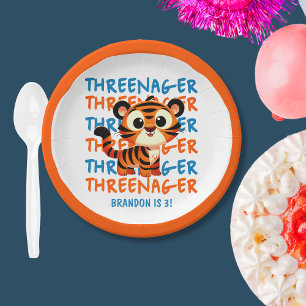 Das 3. Geburtstags-Party des "Custom Tiger Threena Pappteller