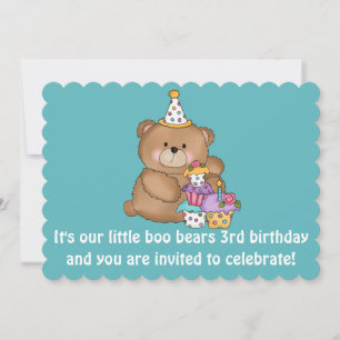 Das 3. Geburtstags-Party von Little Boo Bear lädt Einladung