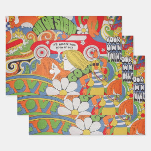 Das 70er-Wrapping-Papier Geschenkpapier Set