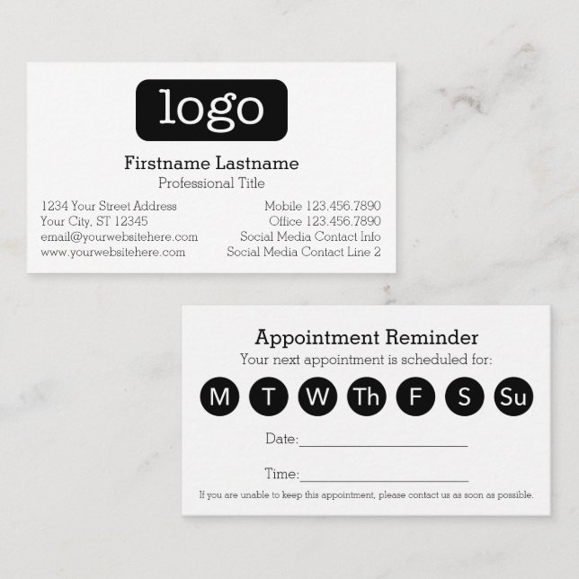 Das 7-Tage-Logo für das Business-Design Terminkarte (Vorne/Hinten)