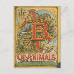 Das ABC der Tiere - coole Vintage-Buchcover Magn Postkarte