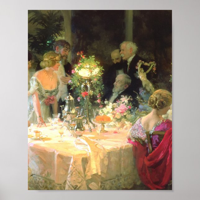Das Abendessen 1913 von Jules Alexandre Grun Poster (Vorne)