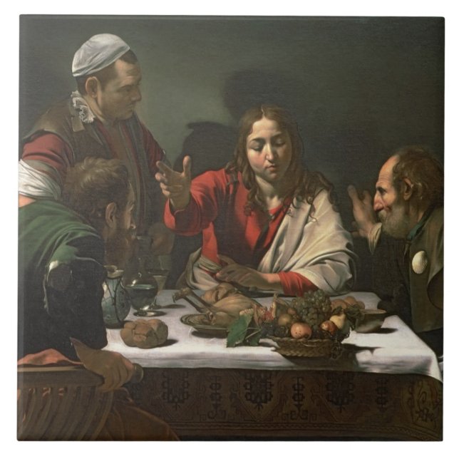 Das Abendessen bei Emmaus, 1601 (Öl und Tempera) Fliese (Vorderseite)