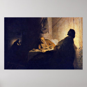 Das Abendessen bei Emmaus. Durch Rembrandt Van Poster