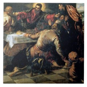 Das Abendessen bei Emmaus (Öl auf Leinwand) Fliese