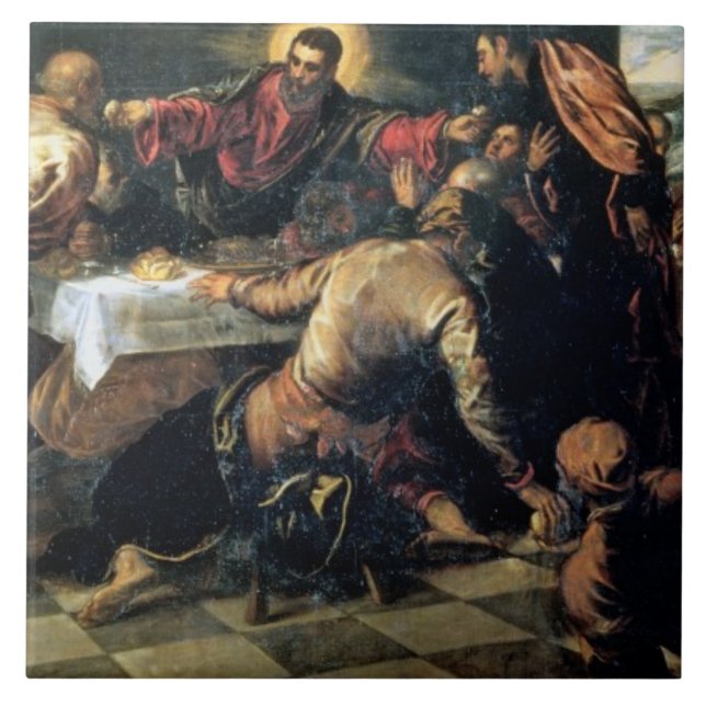 Das Abendessen bei Emmaus (Öl auf Leinwand) Fliese (Vorderseite)