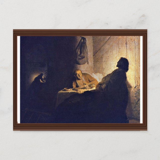 Das Abendessen bei Emmaus. von Rembrandt Van Rijn Postkarte (Vorderseite)