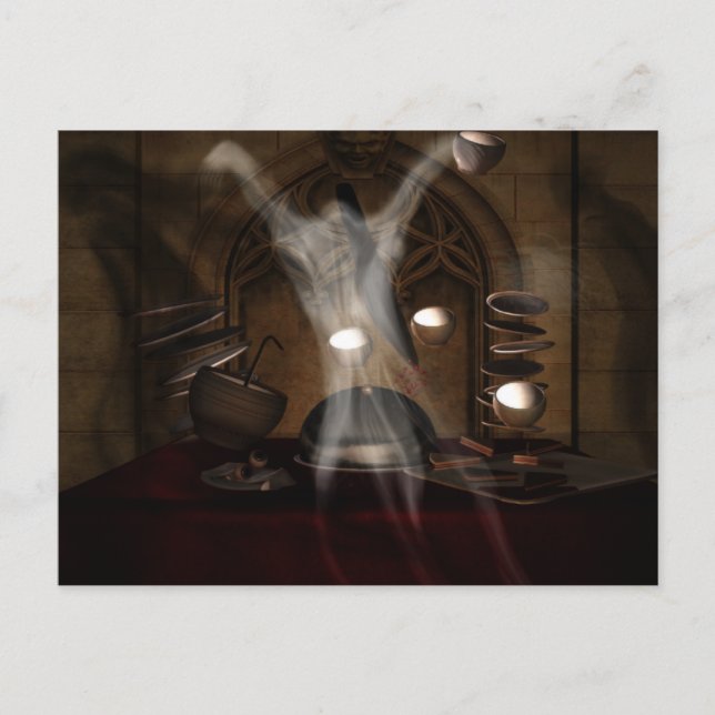 Das Abendessen HALLOWEEN Postkarte (Vorderseite)