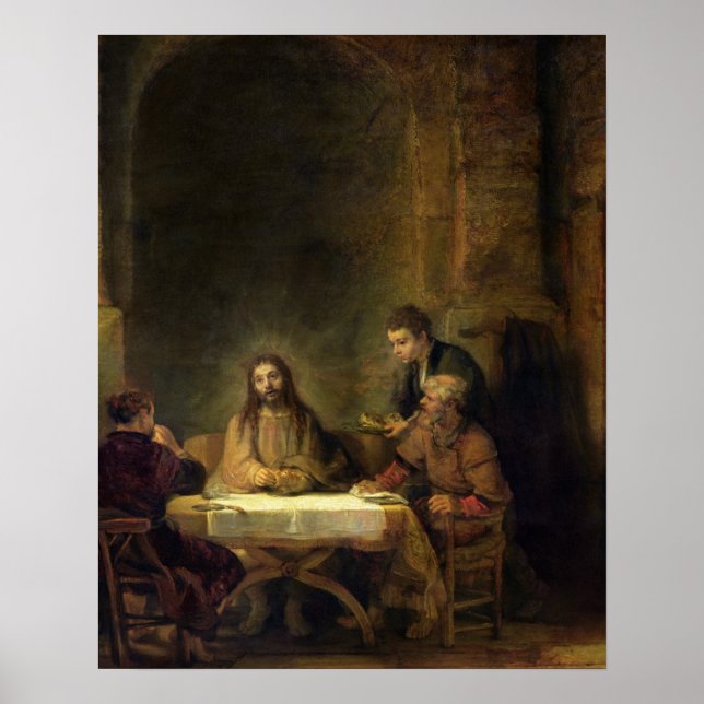 Das Abendessen im Emmaus, 1648 (Öl auf Tafel) Poster (Vorne)