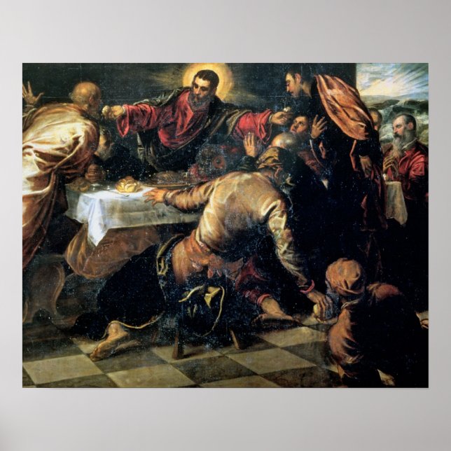 Das Abendessen im Emmaus (Öl auf Leinwand) Poster (Vorne)
