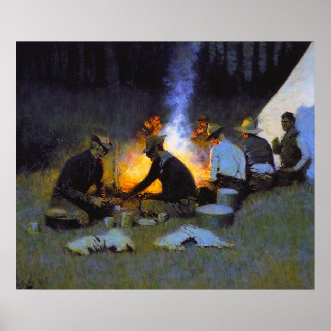 Das Abendessen von Frederic Remington Poster (Vorne)