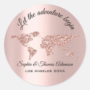 Das Abenteuer Begin der Hochzeitswelt-Rose gelasse Runder Aufkleber