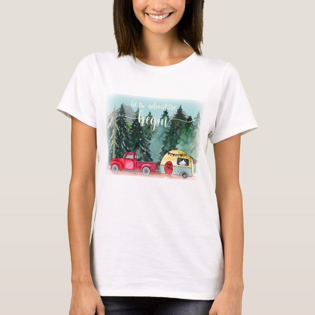 Das Abenteuer Begin Forest Camping gelassen T-Shirt (Vorderseite)