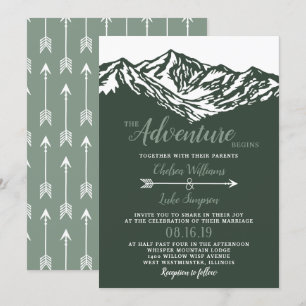 Das Abenteuer beginnt die Hochzeit von Bergen Grün Einladung