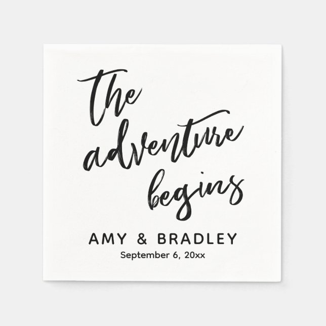Das Abenteuer Beginnt Handschrift Typography Serviette (Vorderseite)