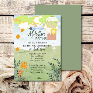 Das Abenteuer beginnt Heißluftballon 1. Kommunion Einladung