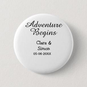 Das Abenteuer beginnt Hochzeitspaar Name Datum ein Button