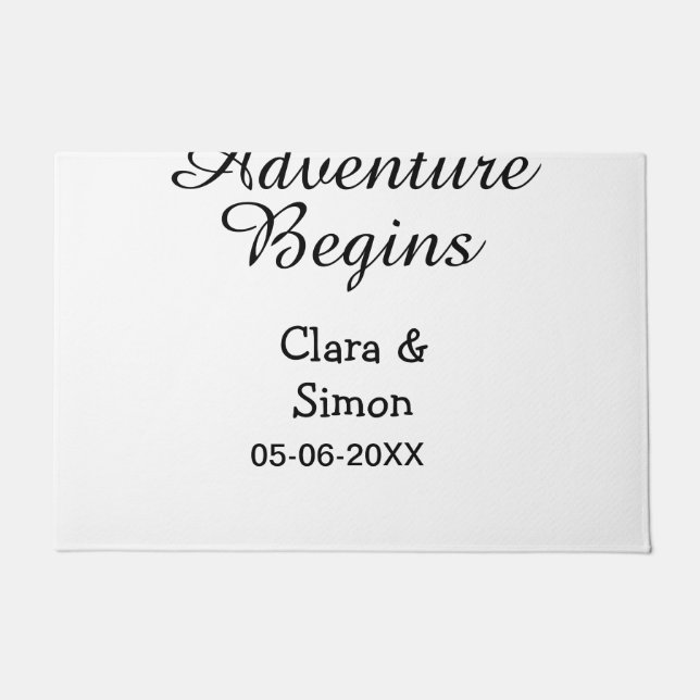 Das Abenteuer beginnt Hochzeitspaar Name Datum ein Fußmatte (Vorderseite)