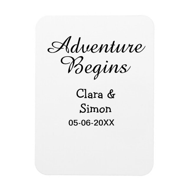 Das Abenteuer beginnt Hochzeitspaar Name Datum ein Magnet (Vertikal)