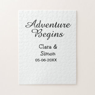 Das Abenteuer beginnt Hochzeitspaar Name Datum ein Puzzle