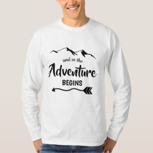 Das Abenteuer beginnt in trendy Black and White T-Shirt