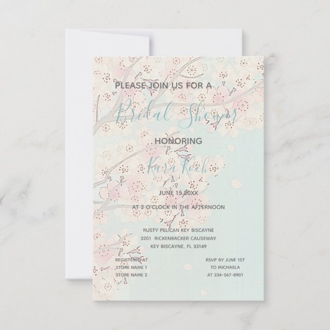 Das Abenteuer beginnt mit dem blühenden Brautparty Einladung (Vorderseite)