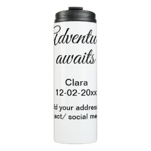 Das Abenteuer beginnt mit dem Hinzufügen des Namen Thermosbecher