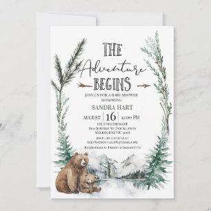 Das Abenteuer beginnt mit der Bear Wilderness Baby Einladung