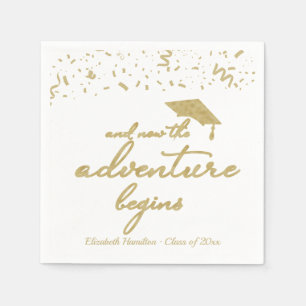 Das Abenteuer beginnt mit der Gold Foil Graduation Serviette