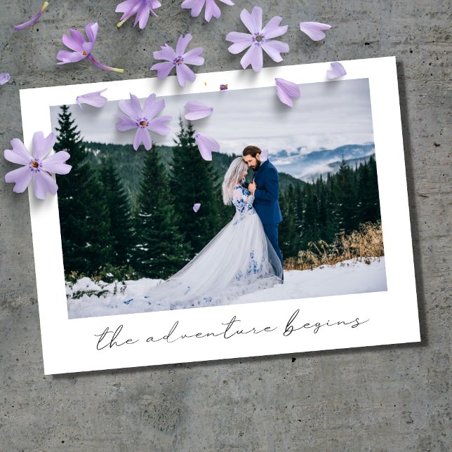 Das Abenteuer beginnt mit der Hochzeitsankündigung Ankündigungspostkarte (Von Creator hochgeladen)