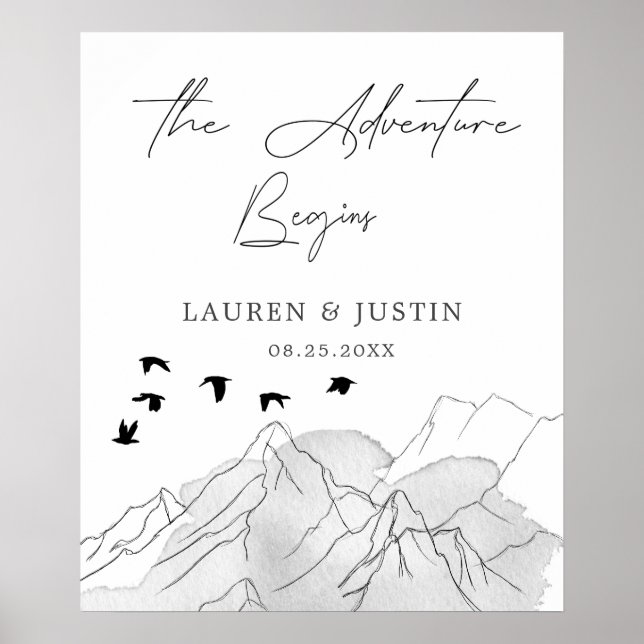 Das Abenteuer beginnt mit einem eleganten Hochzeit Poster (Vorne)